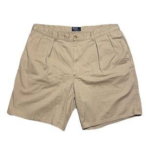 Vintage 80s Polo Ralph Lauren Shorts Mens 40 Beige Pleated Gurkha Chino USA Made
